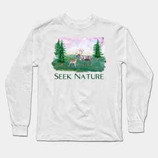 Hiking Gift Hiker Design Seek Nature Deer Elk AT shirt Long Sleeve T-Shirt